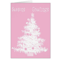 Pink Xmas Tree Greeting Cards