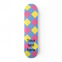 Pink yellow argyle pattern on blue