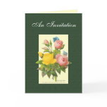 Pink Yellow Botanical Roses Custom Invitations