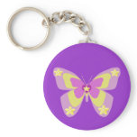 Pink & yellow butterfly with flowers keychains