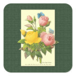 Pink Yellow Vintage Botanical Roses Sticker