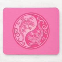 Pink Yin Yang Geckos Mouse Pad