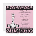 Pink Zebra Baby Shower Invitation