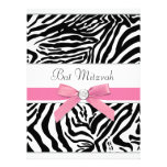 Pink Zebra Bat Mitzvah Invitations