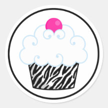 Pink Zebra Cupcake Stickers