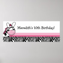 Pink Zebra Diva Custom Baby Shower Banner