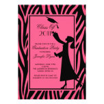 Pink Zebra Graduation Invitation Silhouette Grad