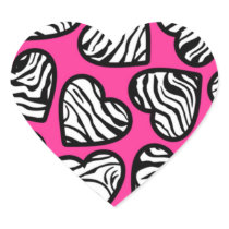 Pink zebra hearts sticker