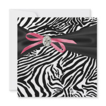 Pink Zebra Party Invitation