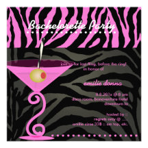 Pink Zebra/pink martini Bachelorette Party Personalised Invite