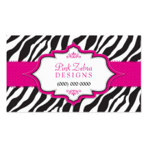 Pink Zebra Ribbon Business Card