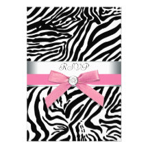 Pink Zebra RSVP Card Custom Invitation