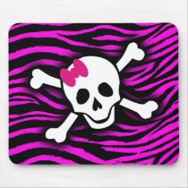 Pink Zebra Skull Mousepad