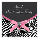 Pink Zebra Sweet 16 Birthday Party Custom Invitation