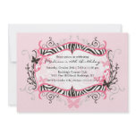 Pink Zebra Sweet Sixteen Birthday Invitation