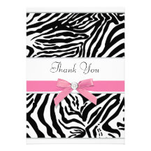 Pink Zebra Thank You Card Custom Invitation