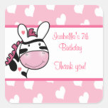 Pink Zebra Valentines Day Hearts Favour Stickers stickers