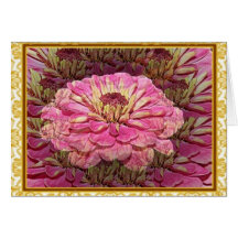 Pink Zinnia Flower Greeting Card