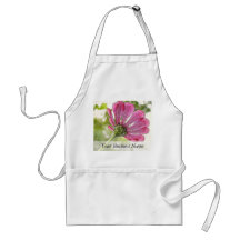 Pink Zinnia reaching for the sky Aprons