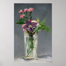 Pinks and Clematis in a Crystal Vase, c.1882 Poster