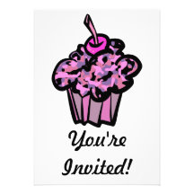 pinks and purples camouflage cupcake announcement