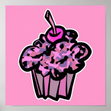 pinks and purples camouflage cupcake print