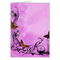 Pinks with butterflies card