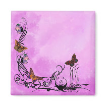 Pinks with butterflies magnet