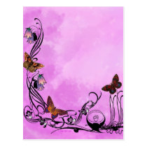 Pinks with butterflies postcards