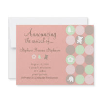 Pinky Dots Birth Announcement - Without Photo