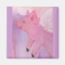 Pinky the Flying Pig Square Magnet