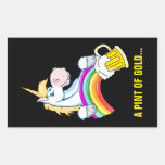 Pint of Gold at End of Rainbow (Plus Unicorn) Rectangular Sticker