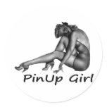 Pinup Girl Cool Retro Porducts! Round Stickers