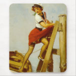 Pinup Girl Docking Boat mousepads
