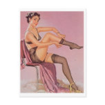 Pinup Girl Putting on Full Fashioned Stockings Post Card