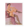 Pinup Girl Putting on Full Fashioned Stockings Post Card