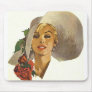 Pinup Girl with Large Summer Sun Hat Mouse Pad