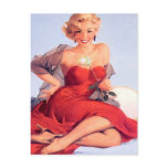 Pinup in Red Dress postcards