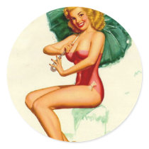Pinup Posing at the Beach Stickers