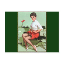Pinup Secretary Postcard