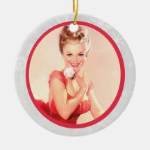 Pinup with a Flower Christmas Tree Ornaments