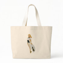 Pinup With Big Hat Tote Bags