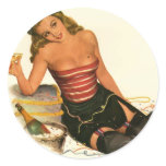 PinUpz Girl 11 Round Sticker