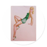 PinUpz Girl 8 Round Stickers