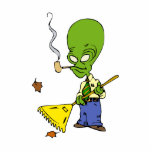 Pipe Smoking Alien Raking Leaves photo sculptures