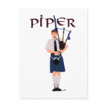 PIPER Blue Plaid Postcard