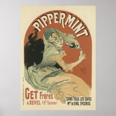 Pippermint Drink by Jules Chéret, 1899 Posters by golden_oldies