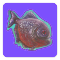 Piranha Fish Square Stickers