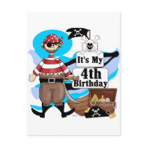 Pirate 4th Birthday Tshirts and Gifts Postcard