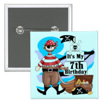 Pirate 7th Birthday Tshirts and Gifts buttons